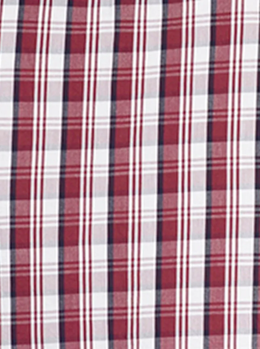 Maroon Checked Slim Fit Casual Shirt | Greenfibre