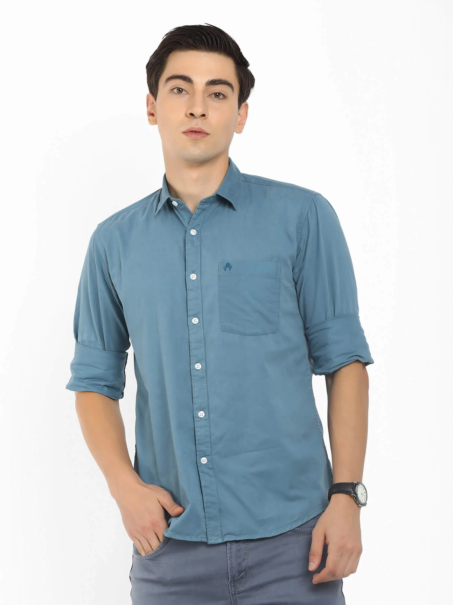 Men Blue Solid Shirt (GBMNR 3006)