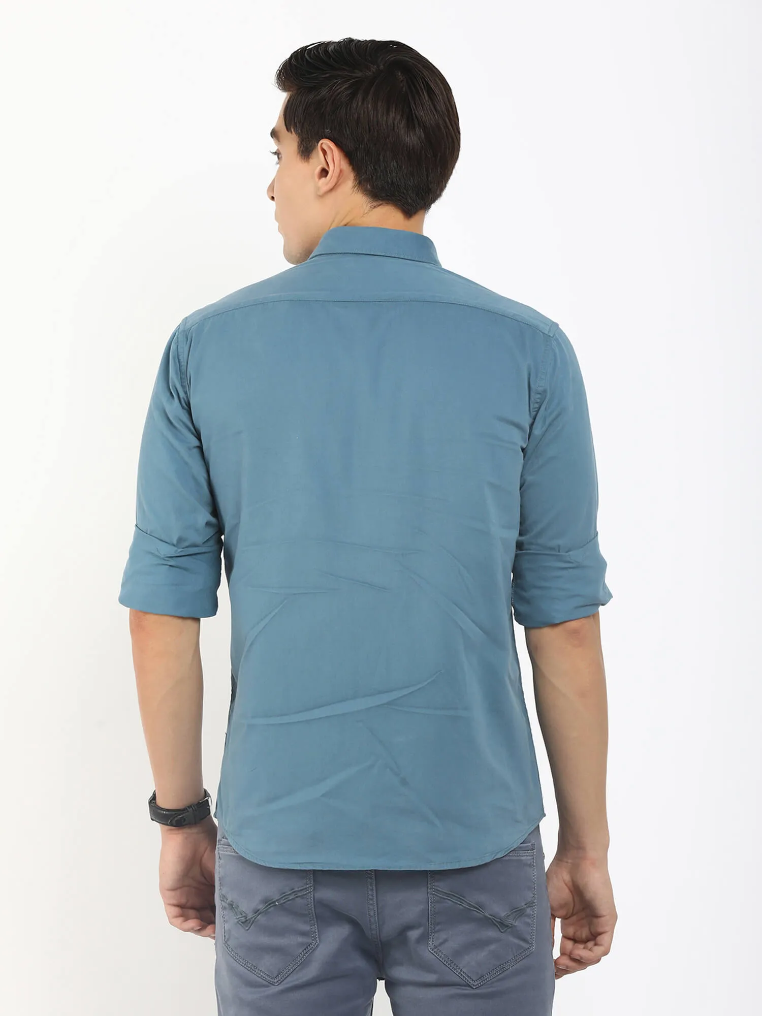 Men Blue Solid Shirt (GBMNR 3006)