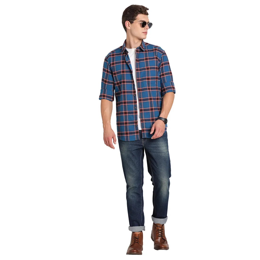 Men Checked Full Sleeve Cotton Shirt