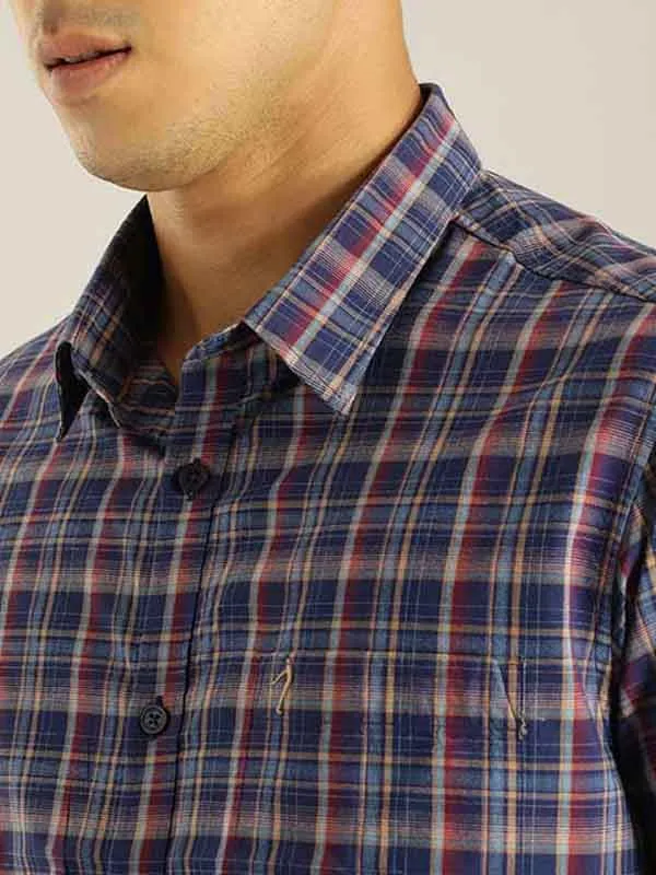 Men Checked Half Sleeve Cotton Blend Shirt