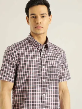 Men Checked Half Sleeve Cotton Shirt