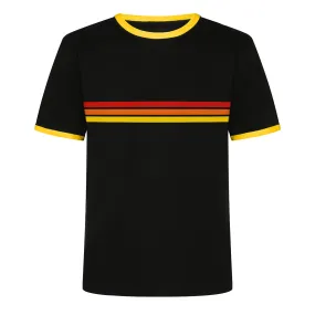 Men's Black Cotton T-Shirt With Chest Rainbow Stripe