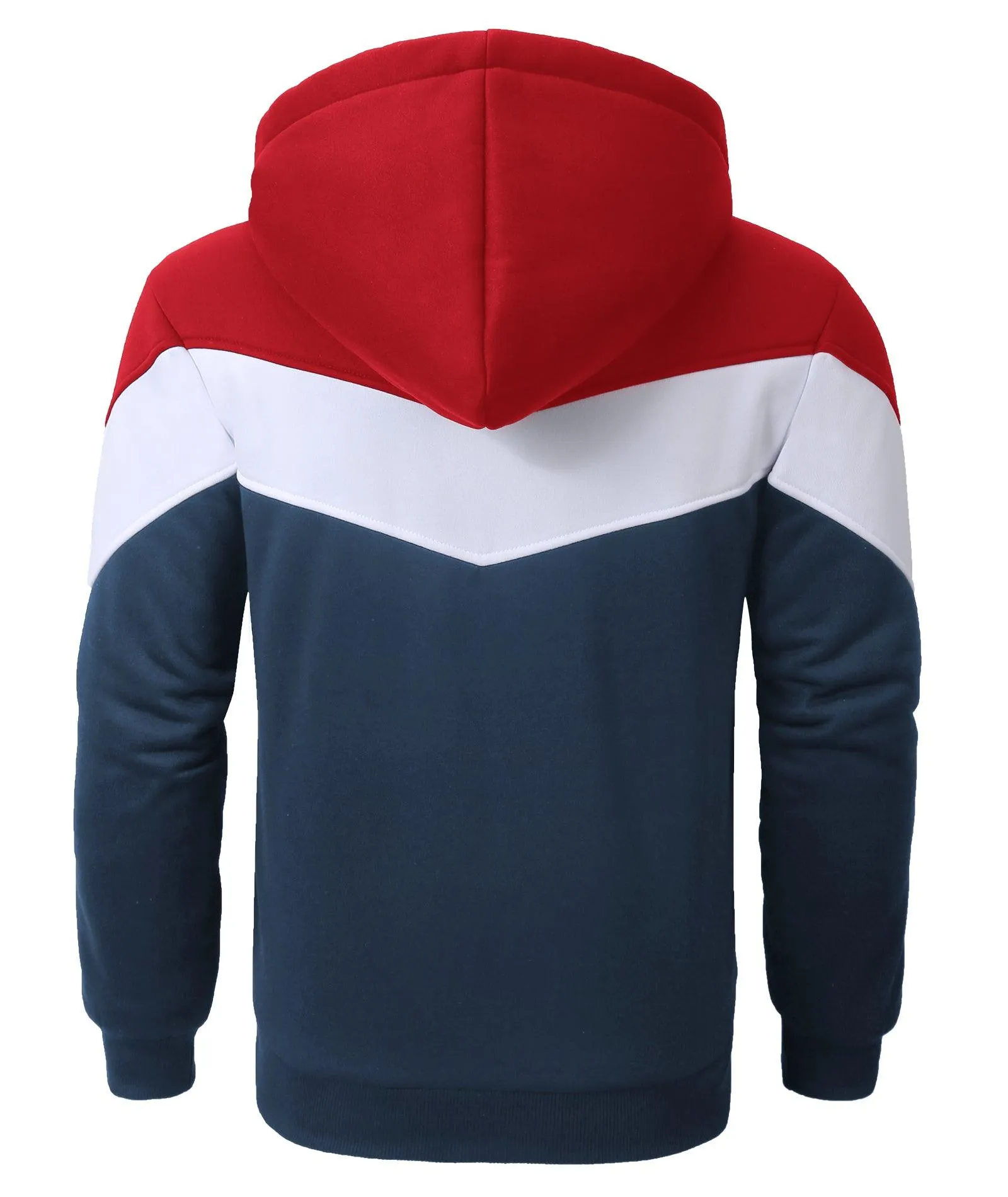 Men's Zip Up Color Block Fleece Hoodie-AWY2107