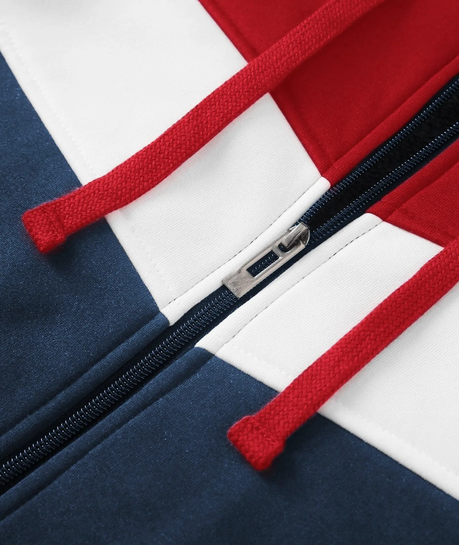 Men's Zip Up Color Block Fleece Hoodie-AWY2107