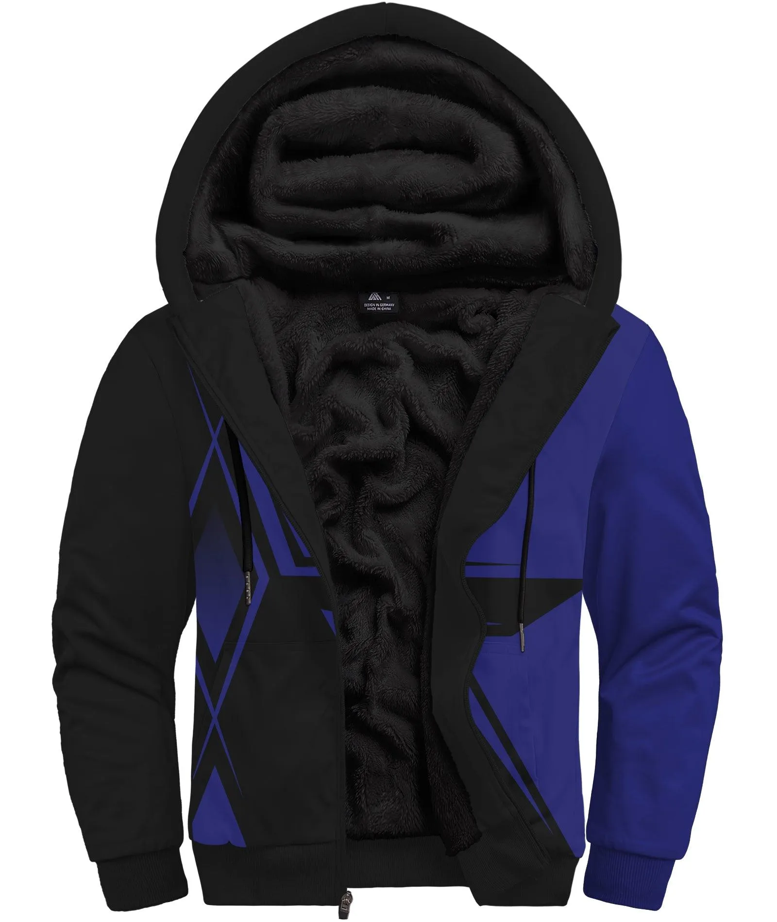 Men's Zip Up Printed Sherpa Lined Hoodie-ZPK000340