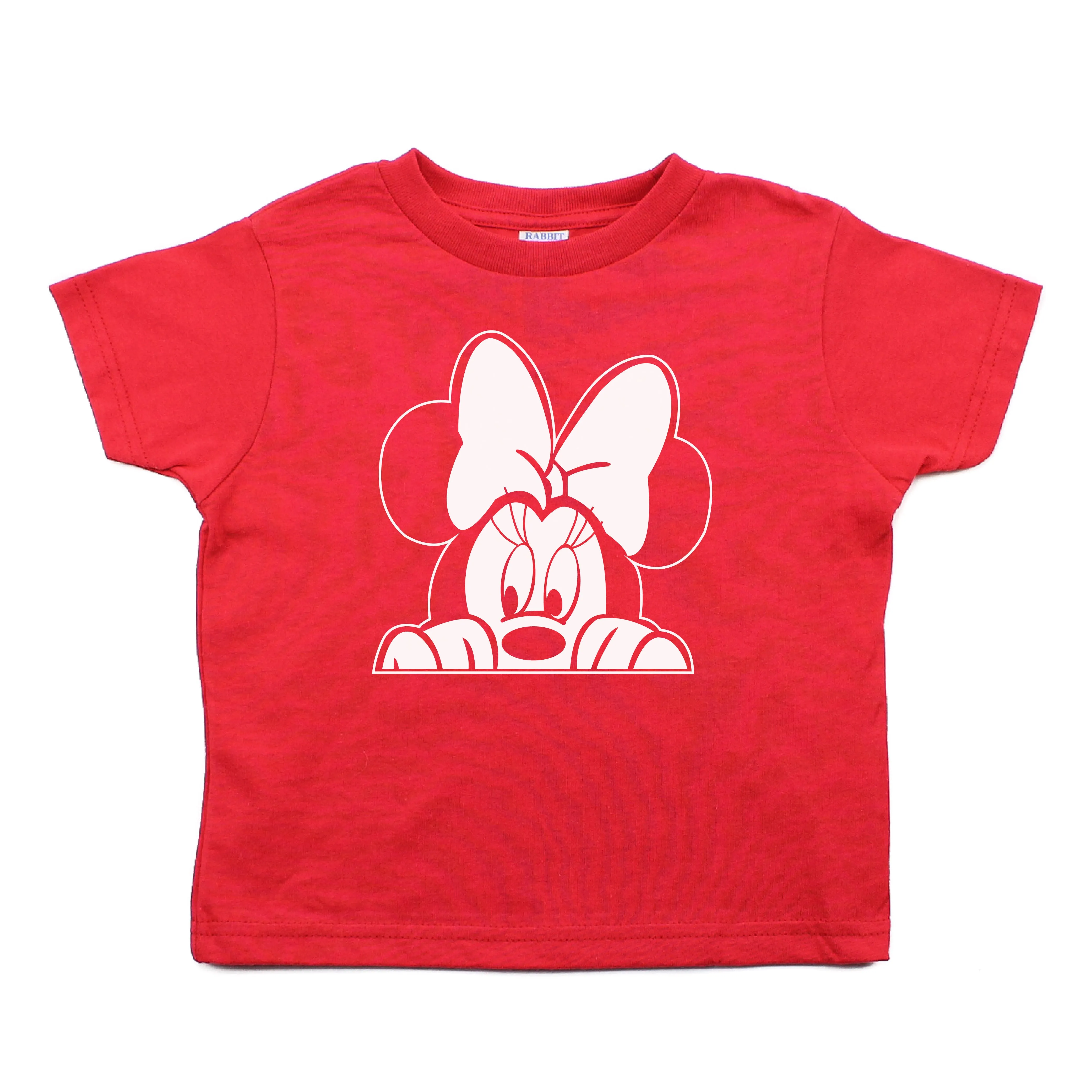 Minnie Mouse with Bow Peeking Toddler Short Sleeve Cotton T-Shirt