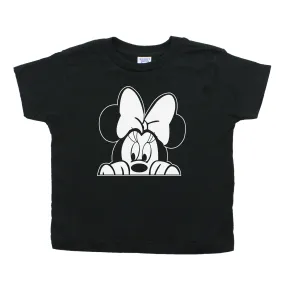 Minnie Mouse with Bow Peeking Toddler Short Sleeve Cotton T-Shirt