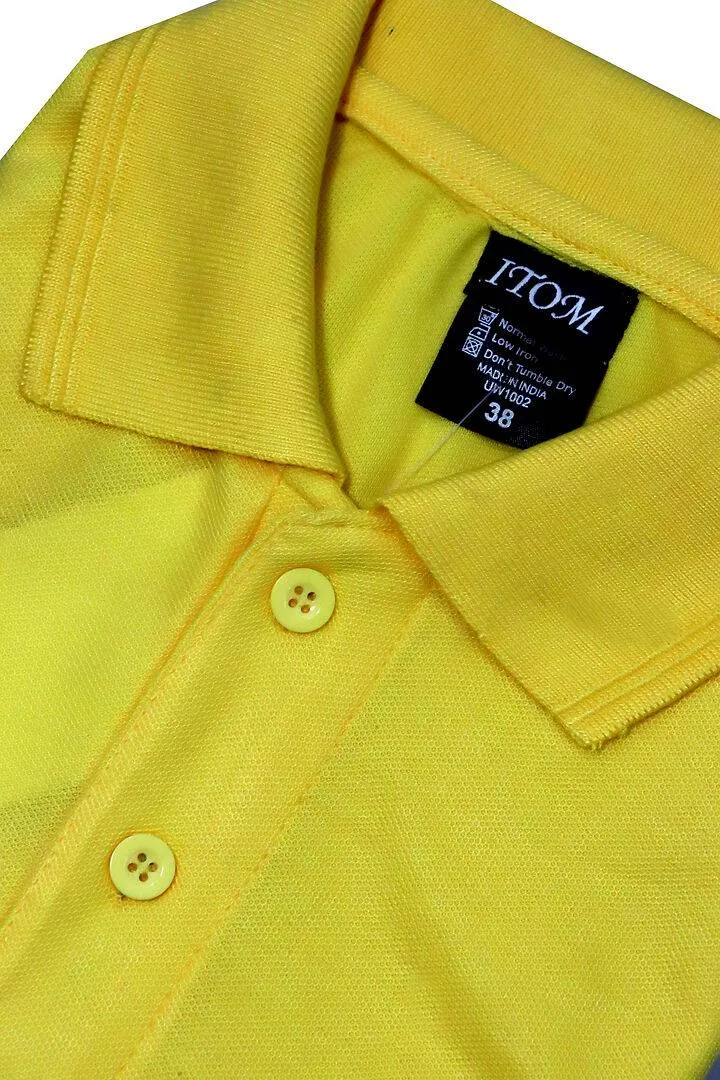 Modern Yellow Polycotton Solid Polo T-Shirt For Men