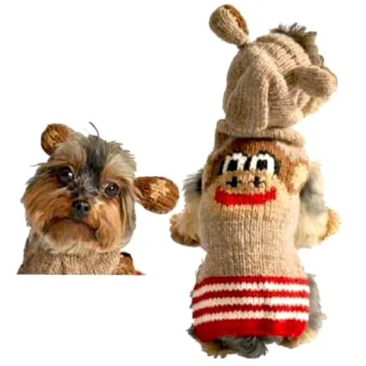 Monkey Hoodie Wool Dog Sweater