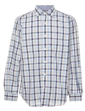 Nautica Checked Blue & Light Brown Shirt - L