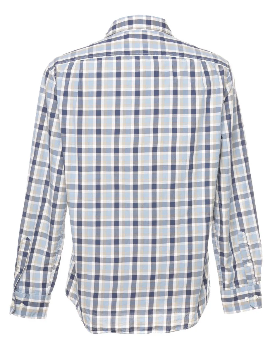 Nautica Checked Blue & Light Brown Shirt - L