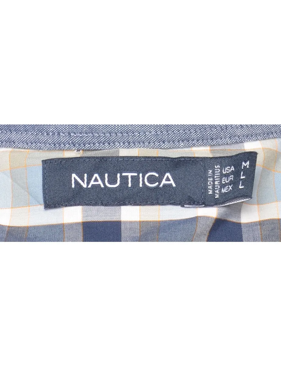 Nautica Checked Blue & Light Brown Shirt - L