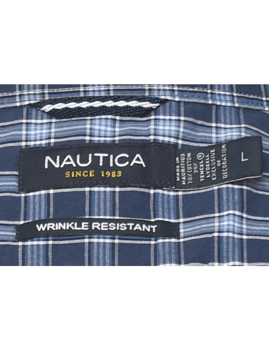 Nautica Navy Checked Shirt - L