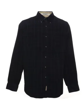 Navy Checked Corduroy Shirt - L