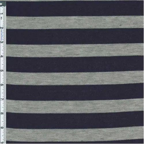 Navy/Grey Stripe Slub Japanese Hatchi Knit Fabric