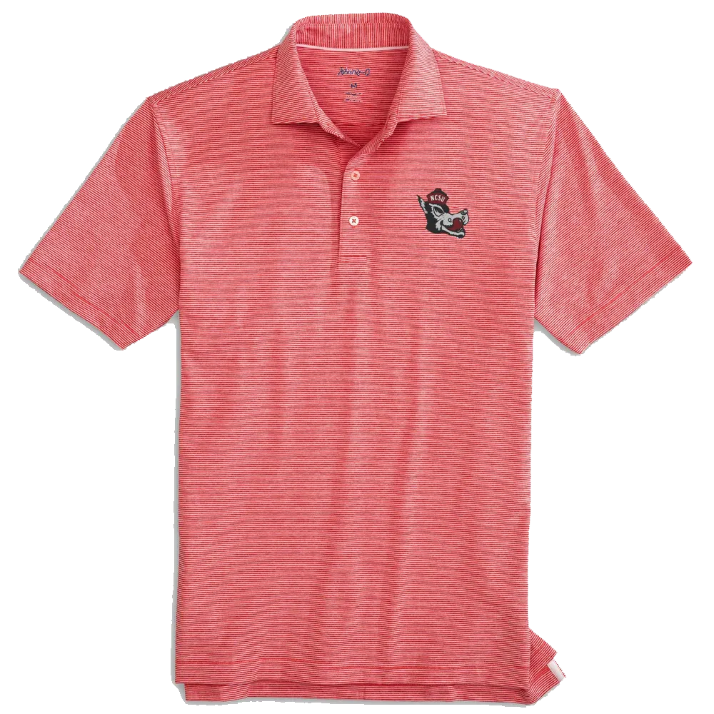 NC State Wolfpack Johnnie-O Red and White Striped Slobbering Wolf Lyndon Polo