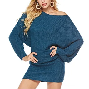 Off Shoulder Dolman Sleeve Knitting Sweaters