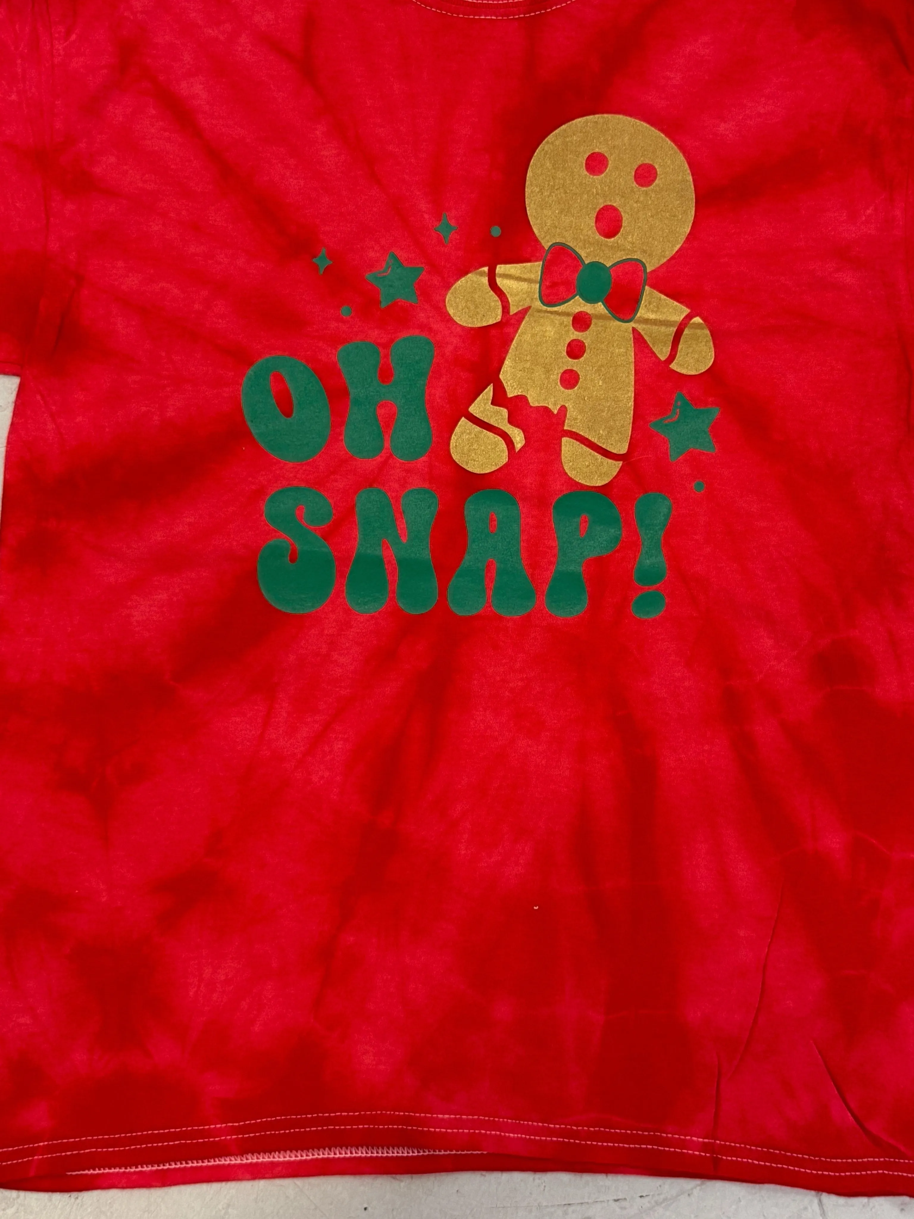 Oh Snap Gingerbread SOLID RED  Long Sleeve Tee