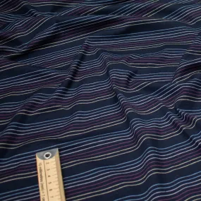 Printed Knits Design-29 Pink & Blue Stripes on Navy