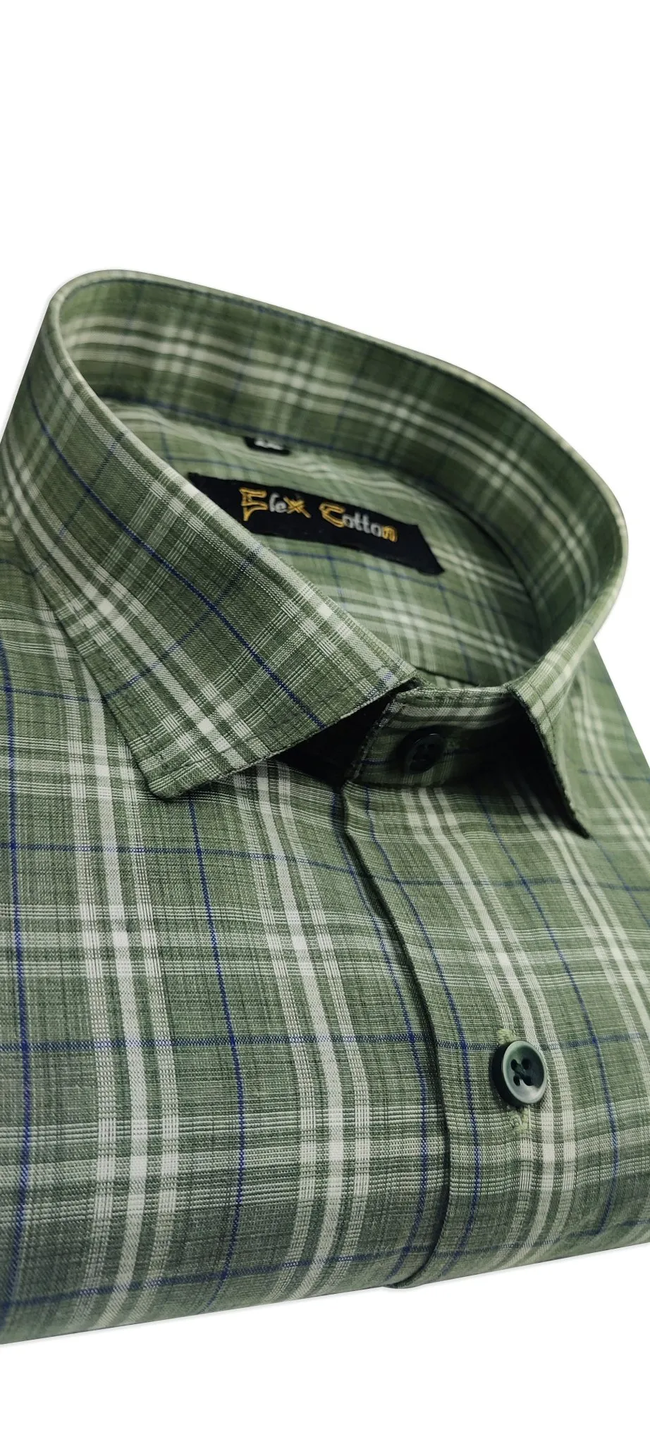 Sea Green Color Poly Cotton Casual Checked Shirt For Men