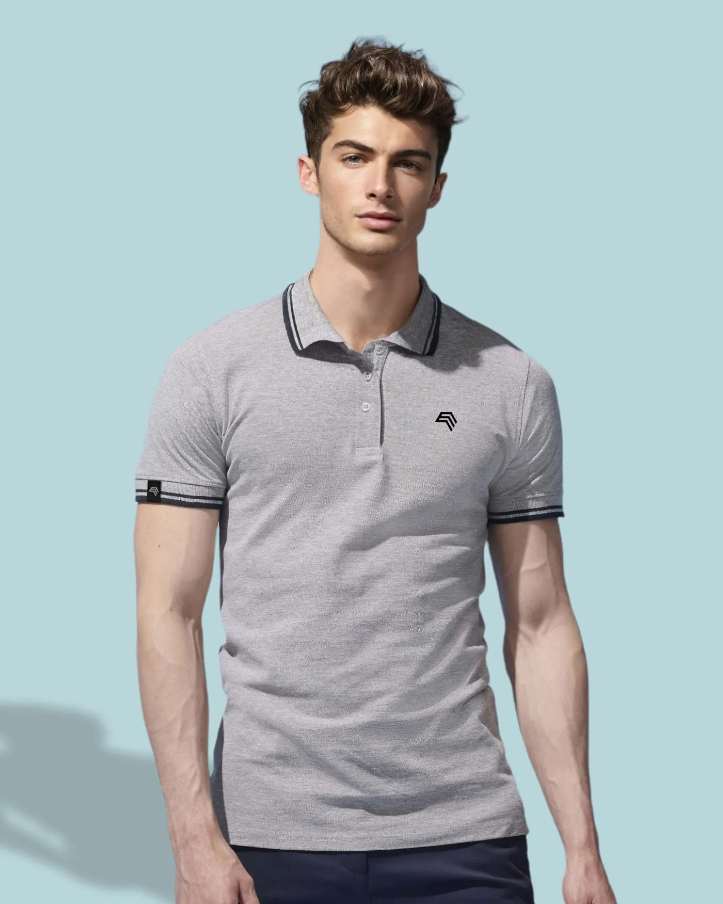 SLS 0577 ― Kontraststreifen Polo Shirt - Forrest Grün / Weiß