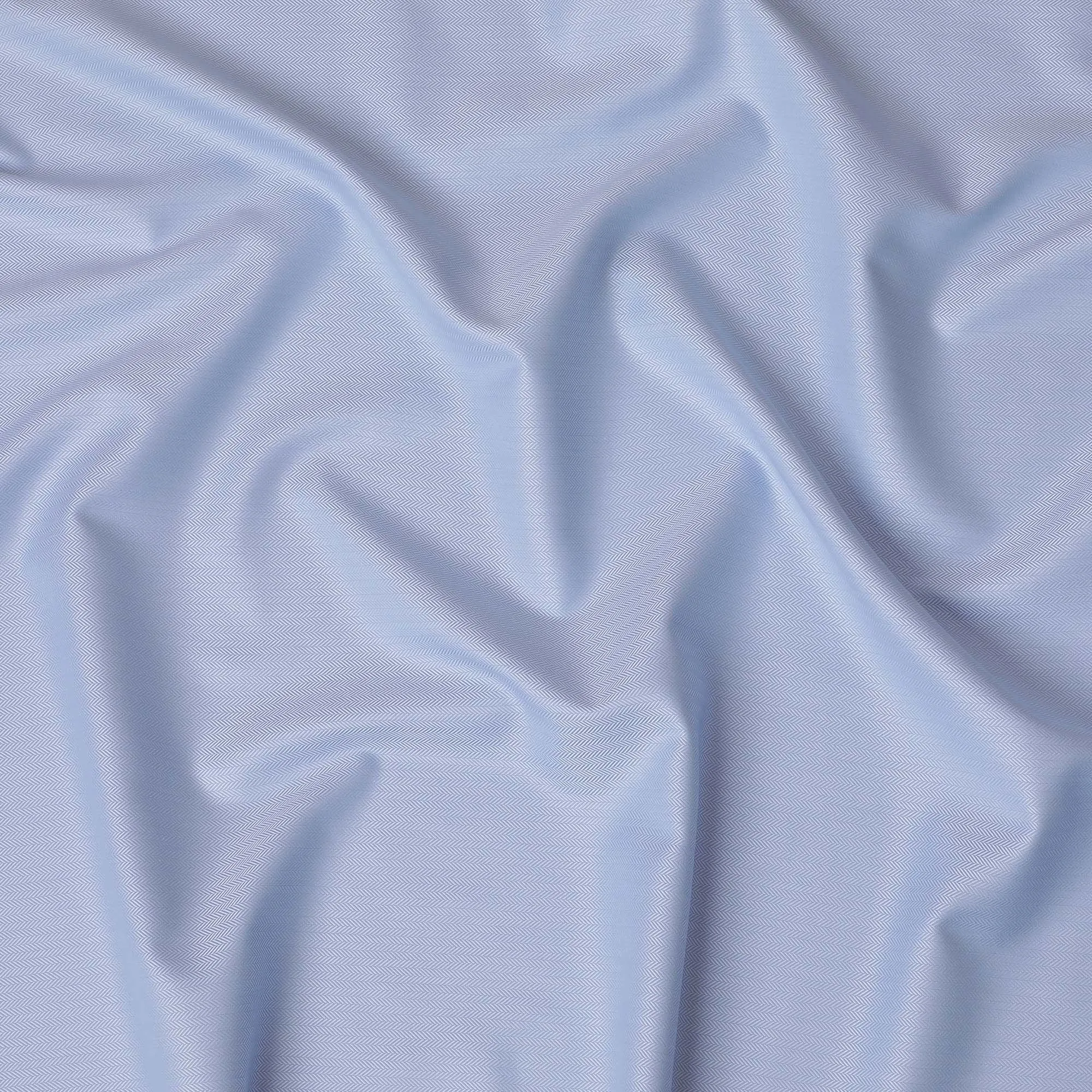 Sophisticated Swiss 100% Cotton Shirting Fabric in Serene Blue - 150cm, Herringbone Design-D18882