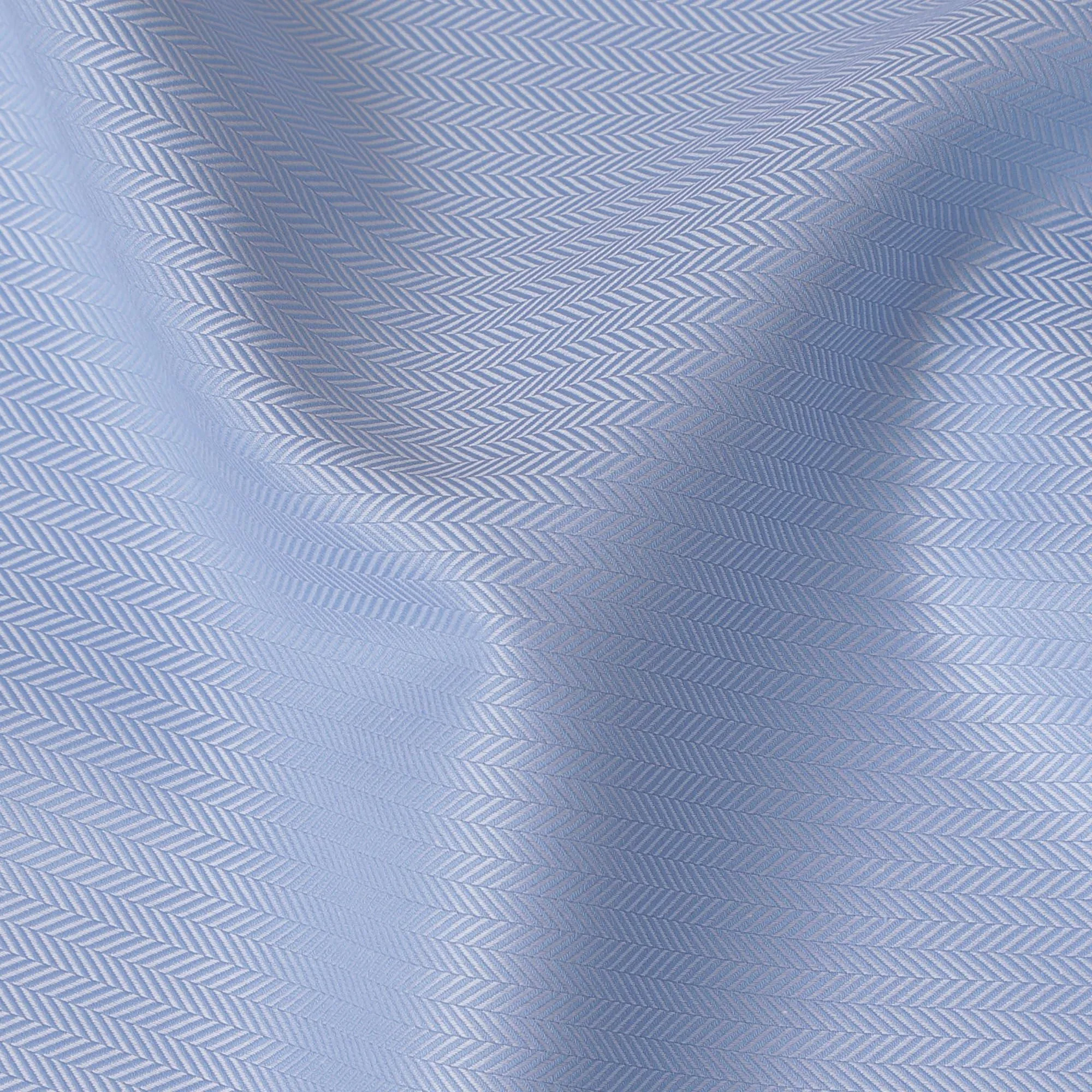 Sophisticated Swiss 100% Cotton Shirting Fabric in Serene Blue - 150cm, Herringbone Design-D18882