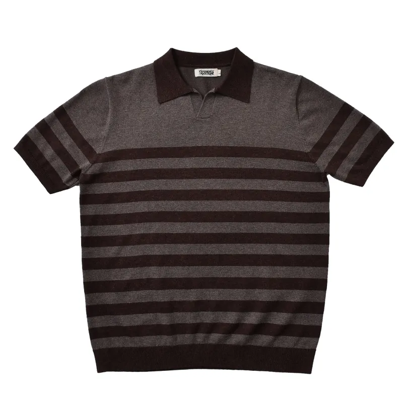 Striped Johnny Collar Shirt Men's