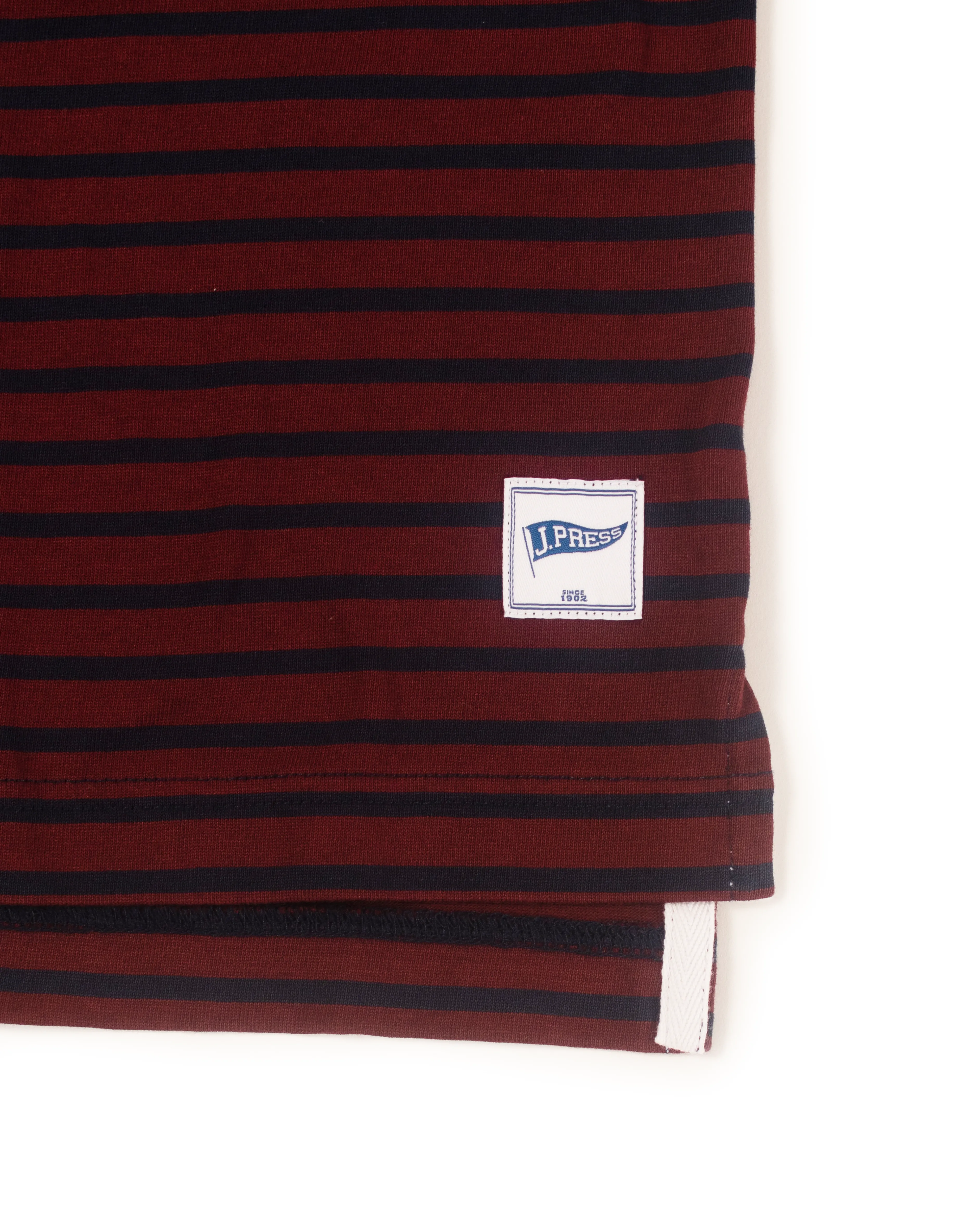 STRIPED RUGBY SHIRT -  BURGUNDY/NAVY