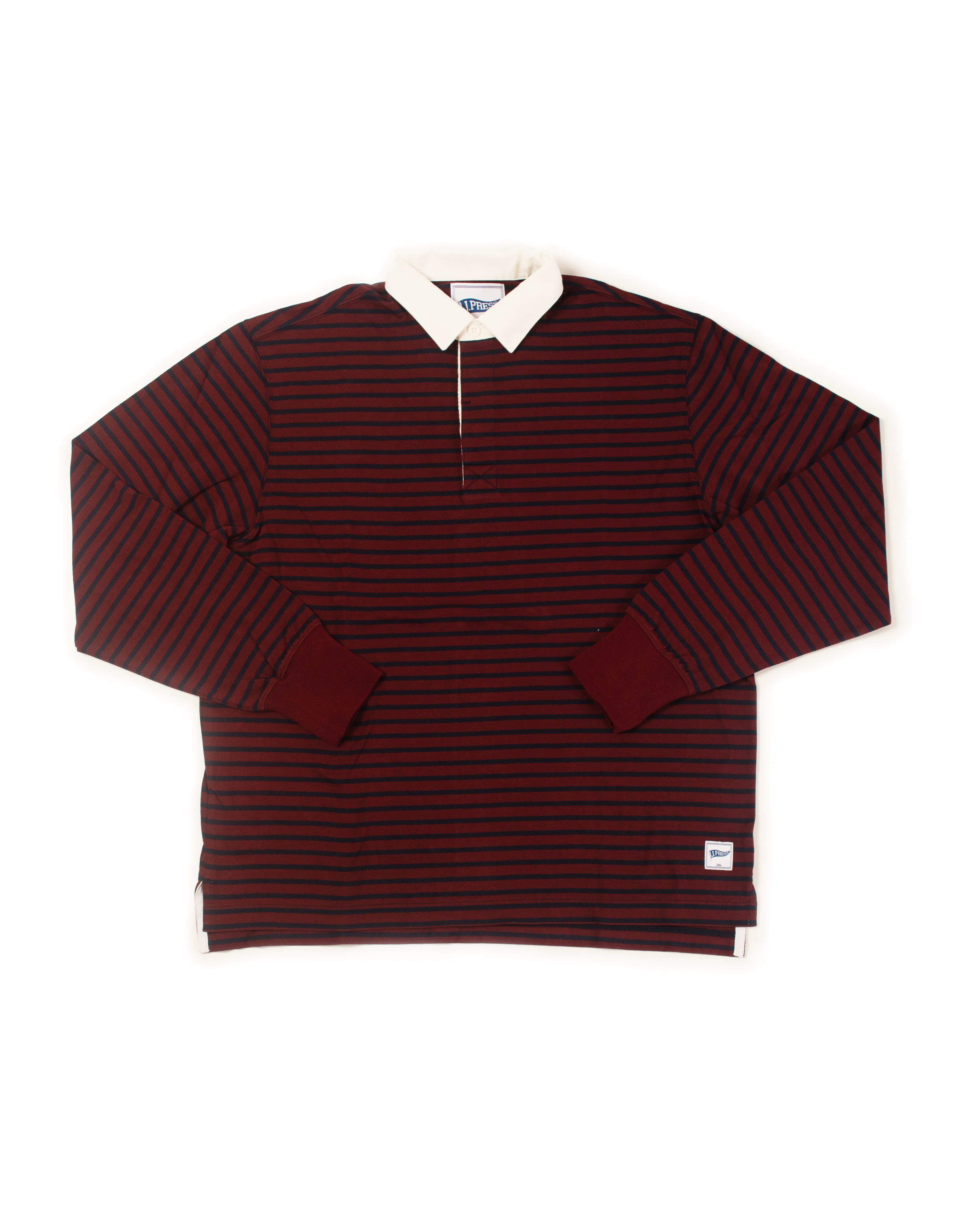 STRIPED RUGBY SHIRT -  BURGUNDY/NAVY