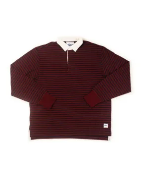 STRIPED RUGBY SHIRT -  BURGUNDY/NAVY