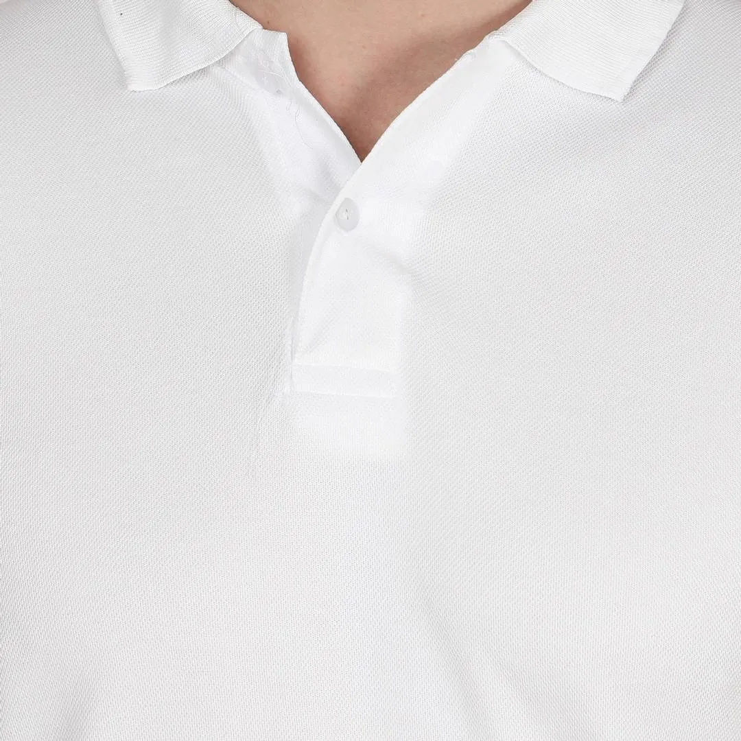 Stylish Polyester White Solid Polo T-shirt For Men