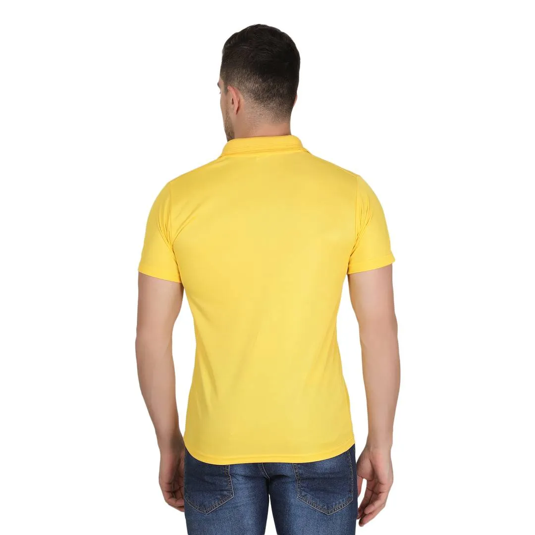 Stylish Polyester Yellow Solid Polo T-shirt For Men