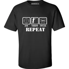 T Shirt - Humour Dart T-Shirt - Black - Aim Throw Swear Repeat