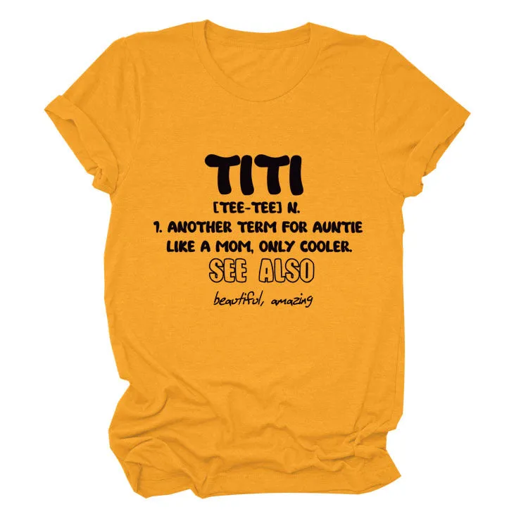 TITI TEE TEE Summer Letter Crew Neck Loose Short Sleeve Women's T-Shirt