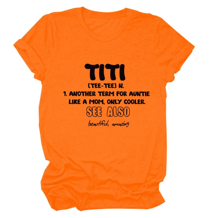 TITI TEE TEE Summer Letter Crew Neck Loose Short Sleeve Women's T-Shirt