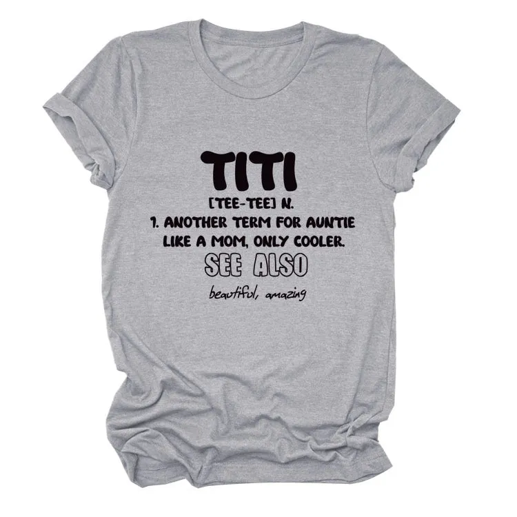 TITI TEE TEE Summer Letter Crew Neck Loose Short Sleeve Women's T-Shirt