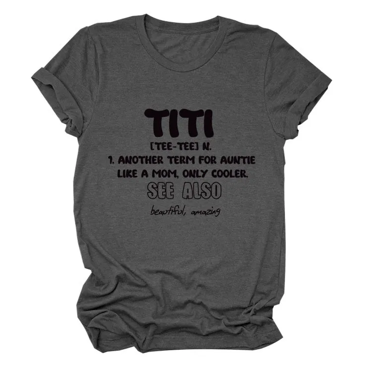 TITI TEE TEE Summer Letter Crew Neck Loose Short Sleeve Women's T-Shirt