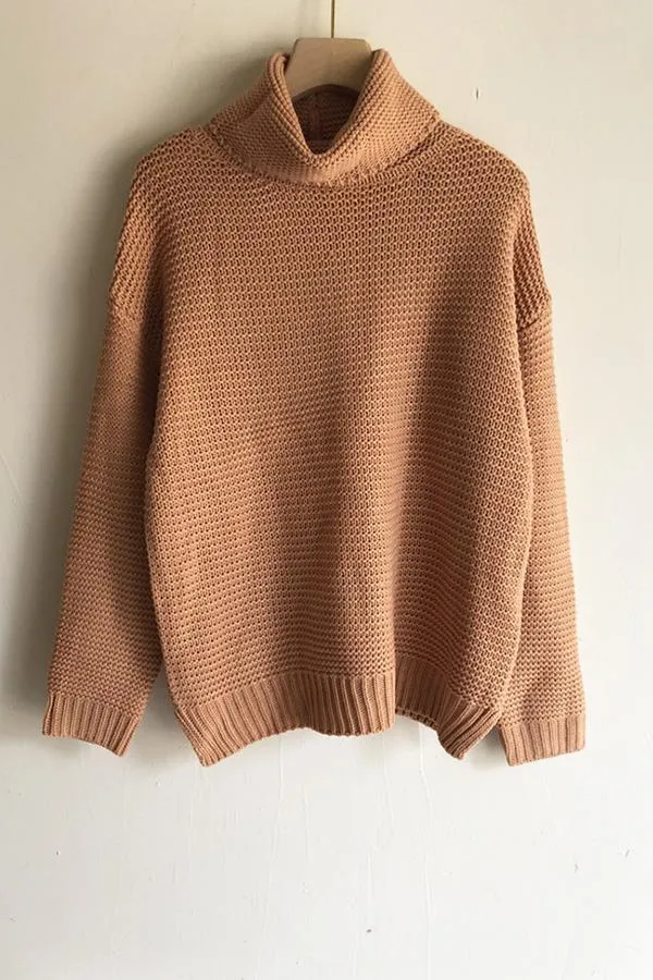 Turtle Neck  Plain Casual  Sweaters