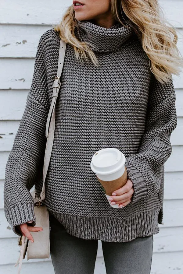 Turtle Neck  Plain Casual  Sweaters