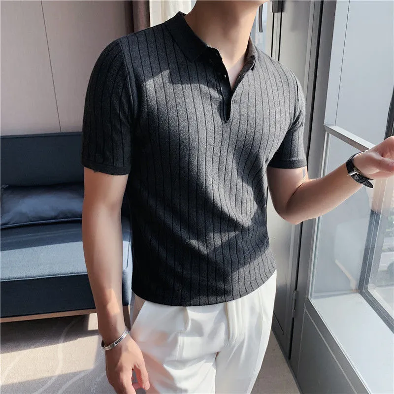 Two-Toned Fine Striped Polo Shirt