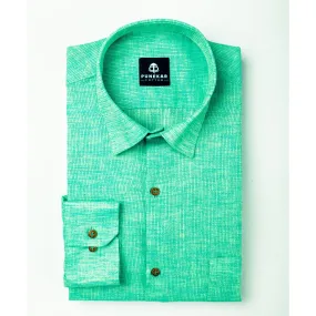 Valley Green Color Combed Cotton Shirts For Men