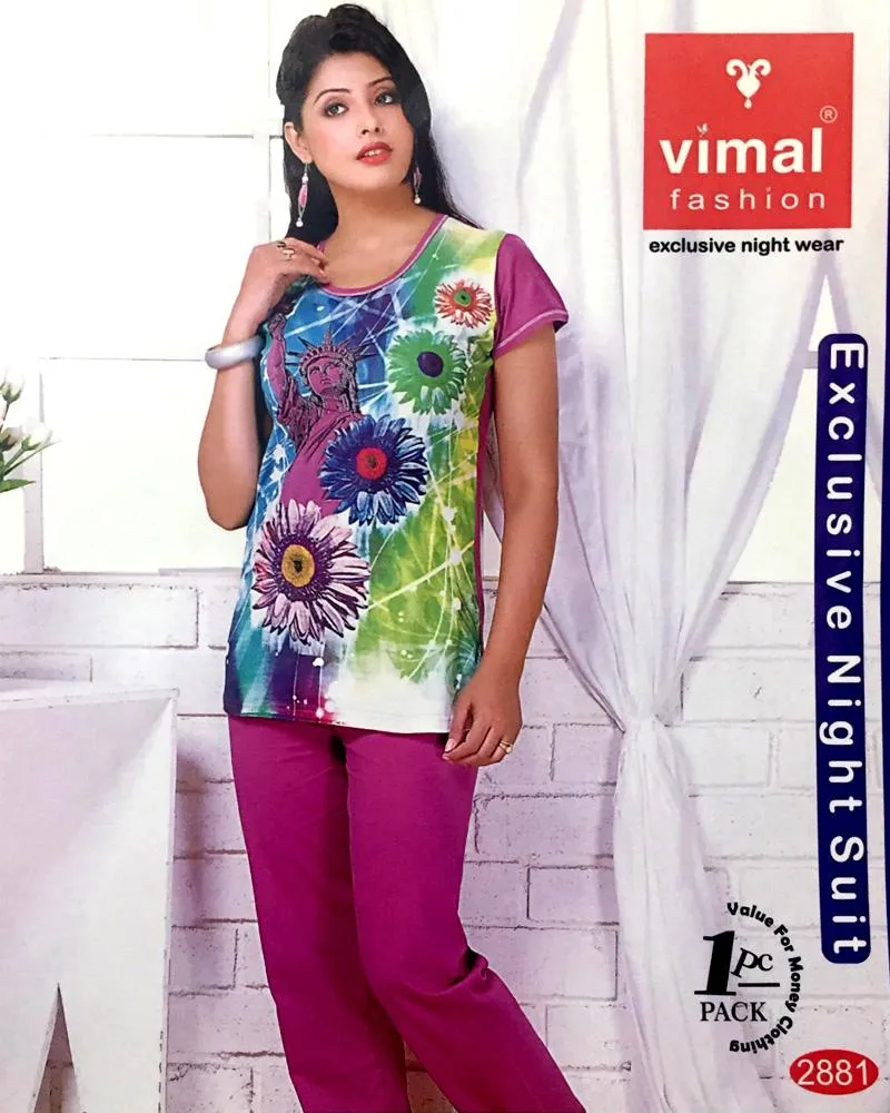 Vimal 2881 T-Shirt & Pajama Set - Premium Printed Women's Wear