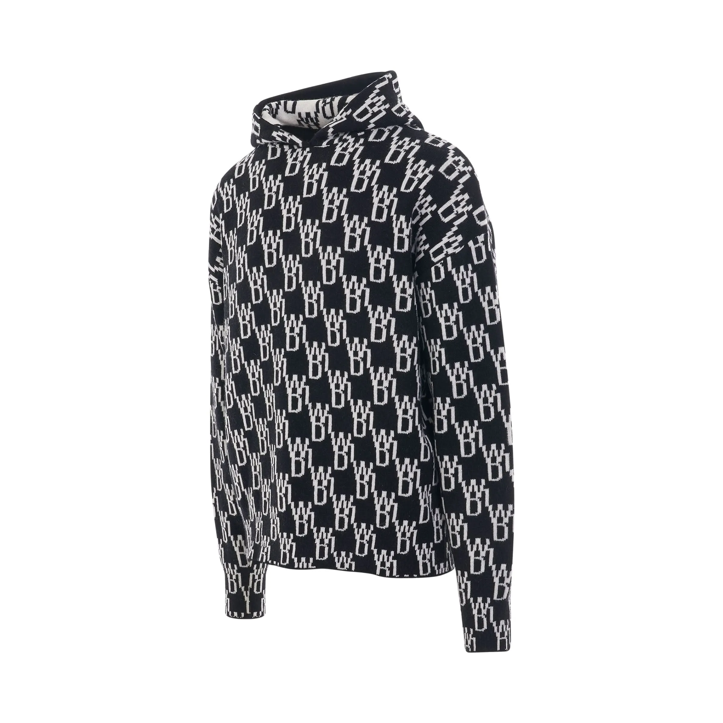 WD1 Graphic Knit Hoodie in Black