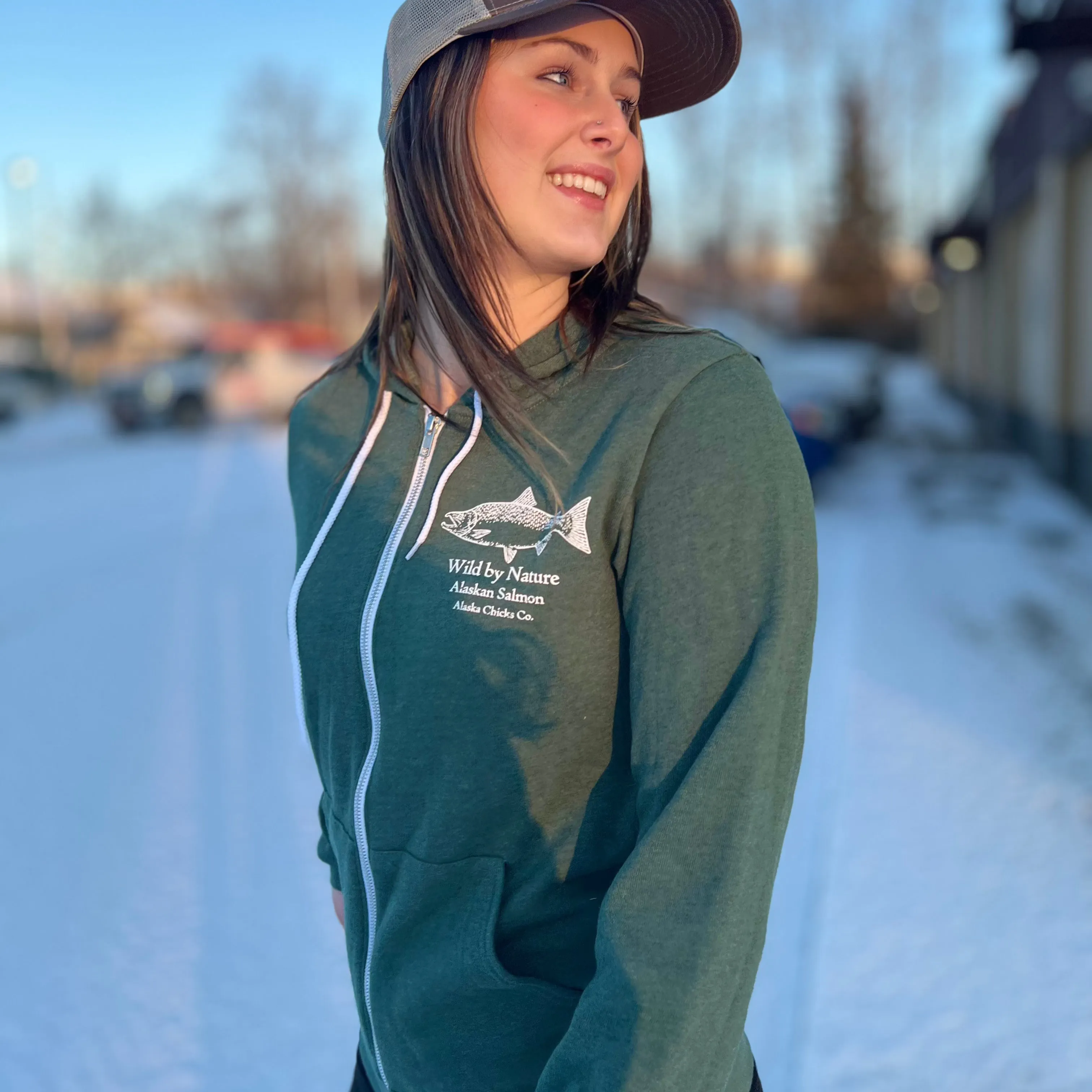 Wild Alaskan Salmon Zip-Up Hoodie