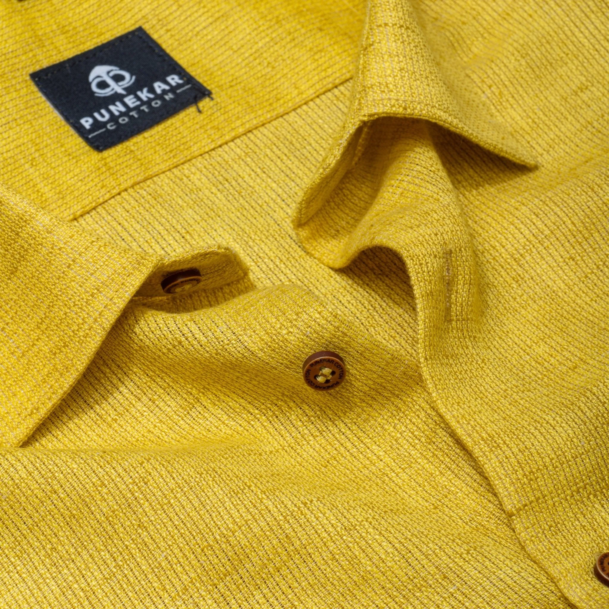 Yellow Color Combed Cotton Shirts For Men